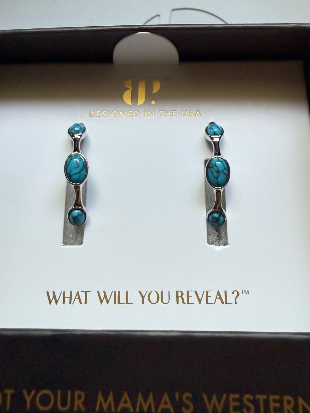 Bomb Party Outlaw Turquoise Magnesite Stone Silver-Tone Drop Earrings -